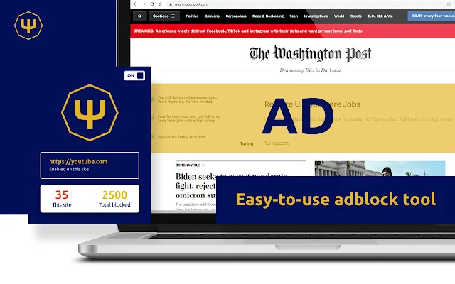 I-download ang Psi adblock – Pinakamahusay na Adblocker para sa Browser - Screenshot 1