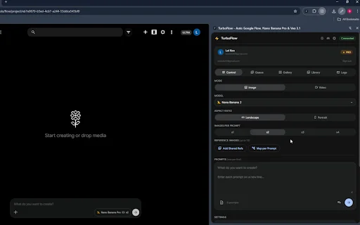 TurboFlow: Awtomatikong Veo at Nano Banana Pro sa Google Flow - Screenshot 1